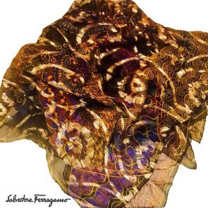 Salvatore Ferragamo Silk Scarf, 53” square